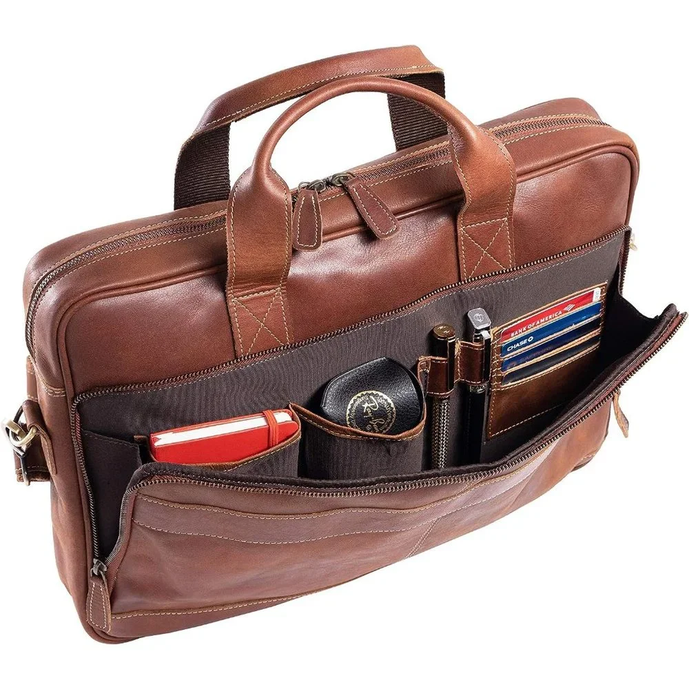 Men's Brown Leather Breifcase for Office